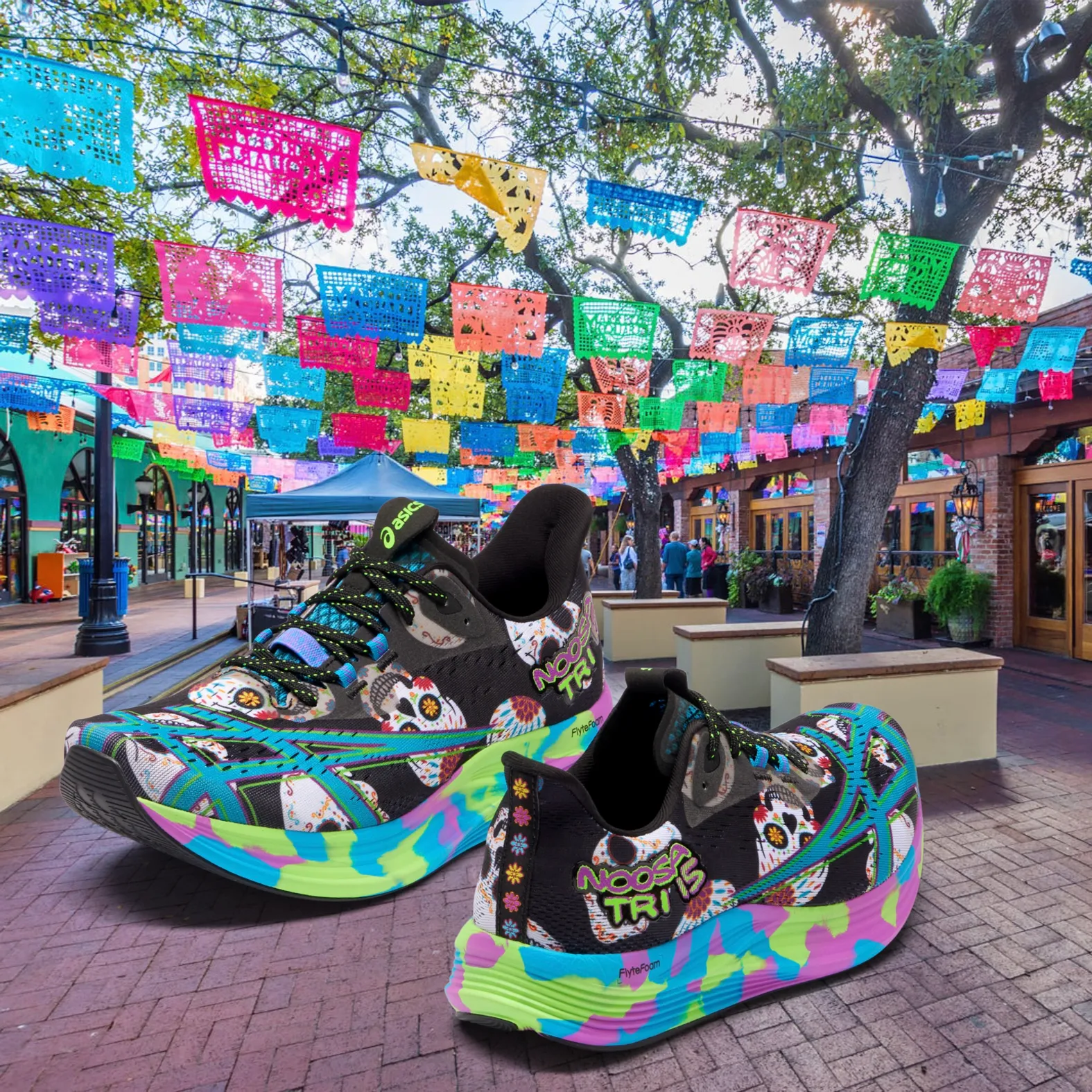 アンティークHANAN'S MENS FINE Shoesシューズ ディスプレイ ASICS M NOOSA TRI 15 DAY OF DEAD